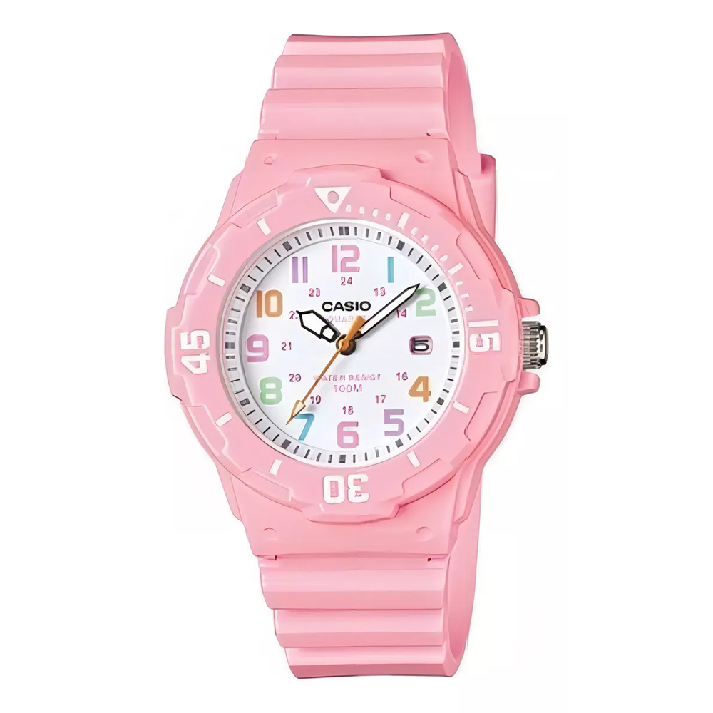 Reloj Casio Mujer Lrw-200h-4b2 Color De La Malla Rosa Color Del Bisel Rosa Color Del Fondo Blanco