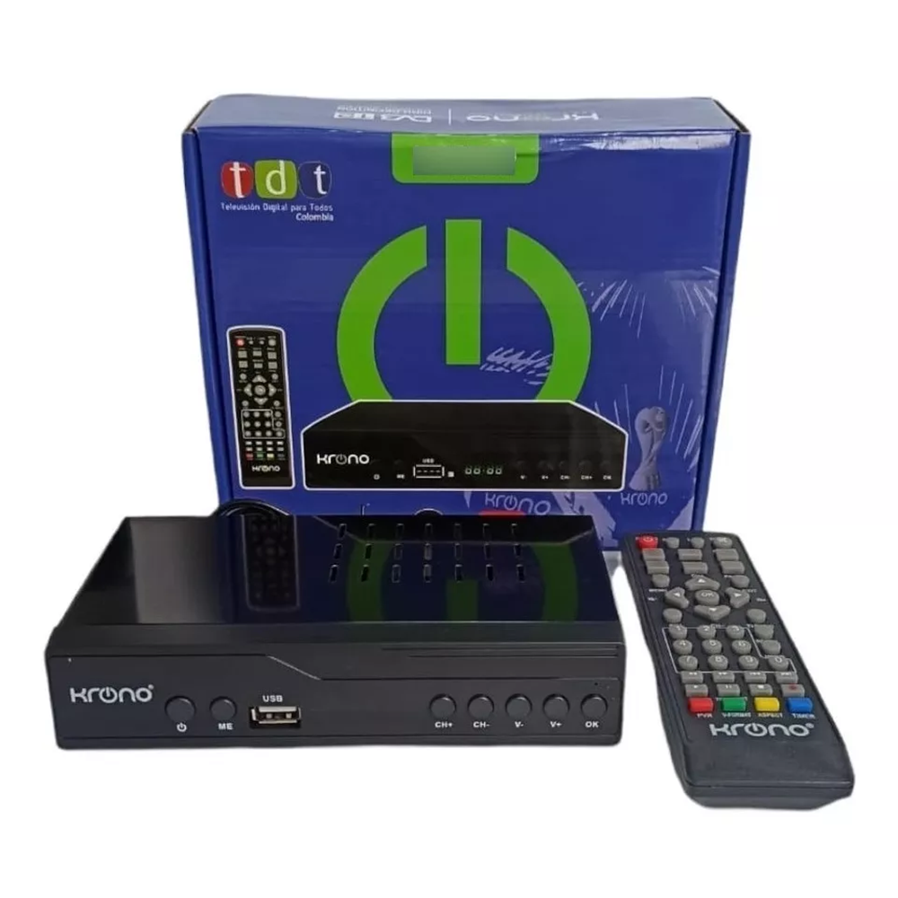 Decodificador/Receptor Krono Kr358 de terrestre con señal tdt negro 110V